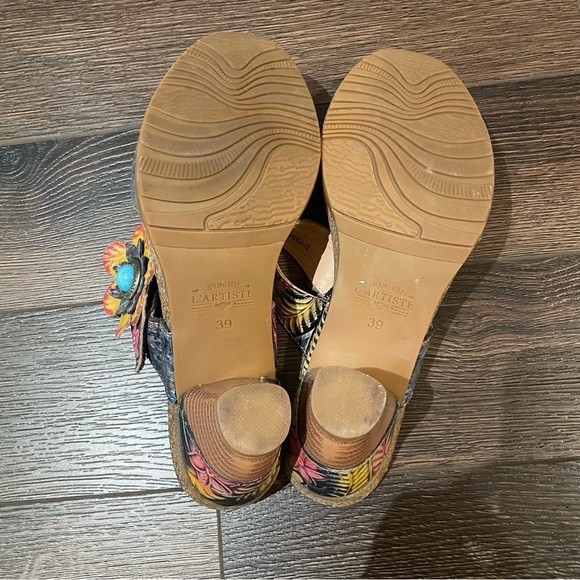 L'Artiste by Spring Step Bari Tooled Leather Floral Boho Slide Sandals 8.5 - Picture 8 of 14